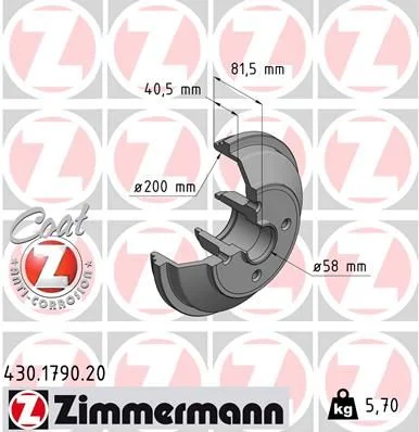 Zavorni boben ZIMMERMANN 430.1790.20
