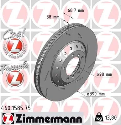 Stabdžių diskas ZIMMERMANN 460.1585.75