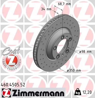 Stabdžių diskas ZIMMERMANN 460.4505.52