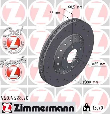 Stabdžių diskas ZIMMERMANN 460.4528.70
