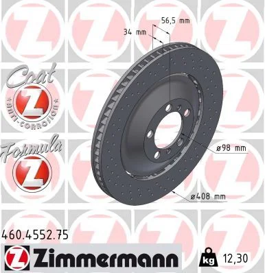 Stabdžių diskas ZIMMERMANN 460.4552.75