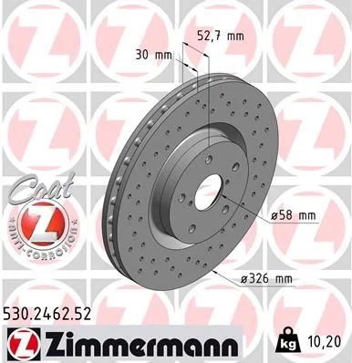 Stabdžių diskas ZIMMERMANN 530.2462.52