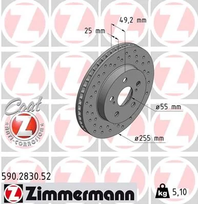 Zavorni disk ZIMMERMANN 590.2830.52