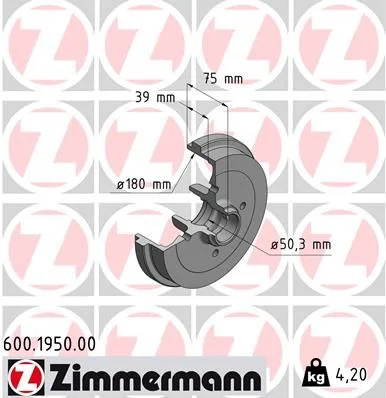 Zavorni boben ZIMMERMANN 600.1950.00