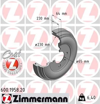Zavorni boben ZIMMERMANN 600.1958.20