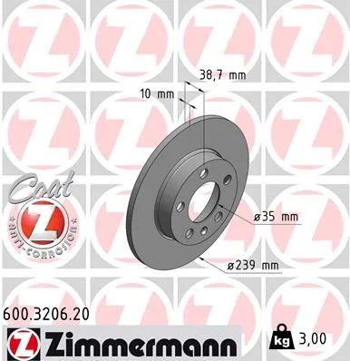 Zavorni disk ZIMMERMANN 600.3206.20