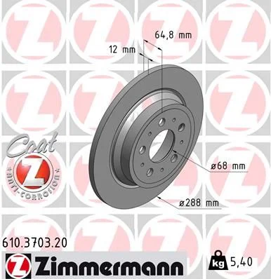 Stabdžių diskas ZIMMERMANN 610.3703.20
