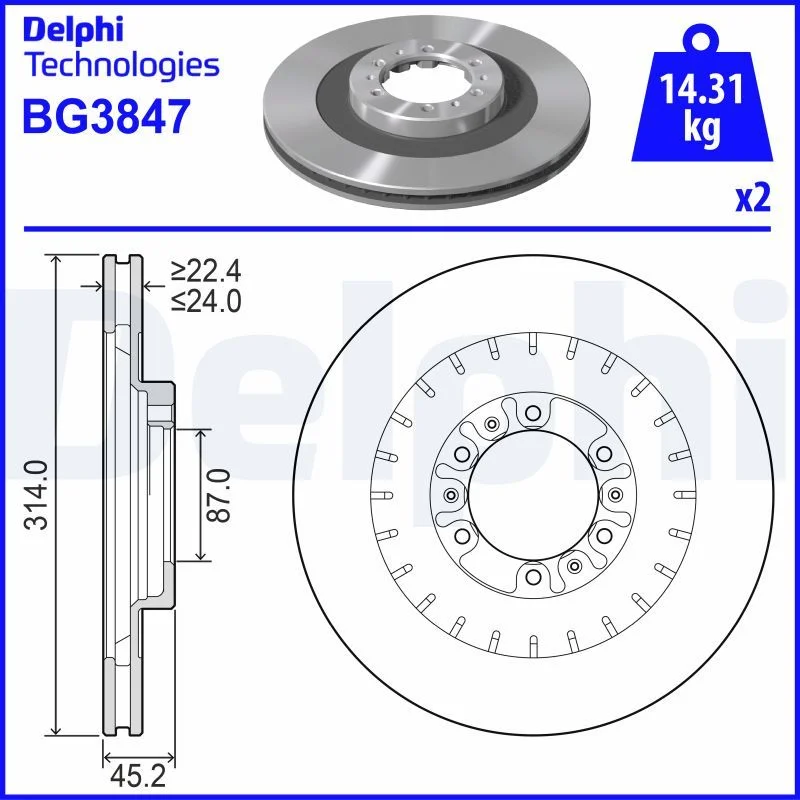 Brake Disc DELPHI BG3847