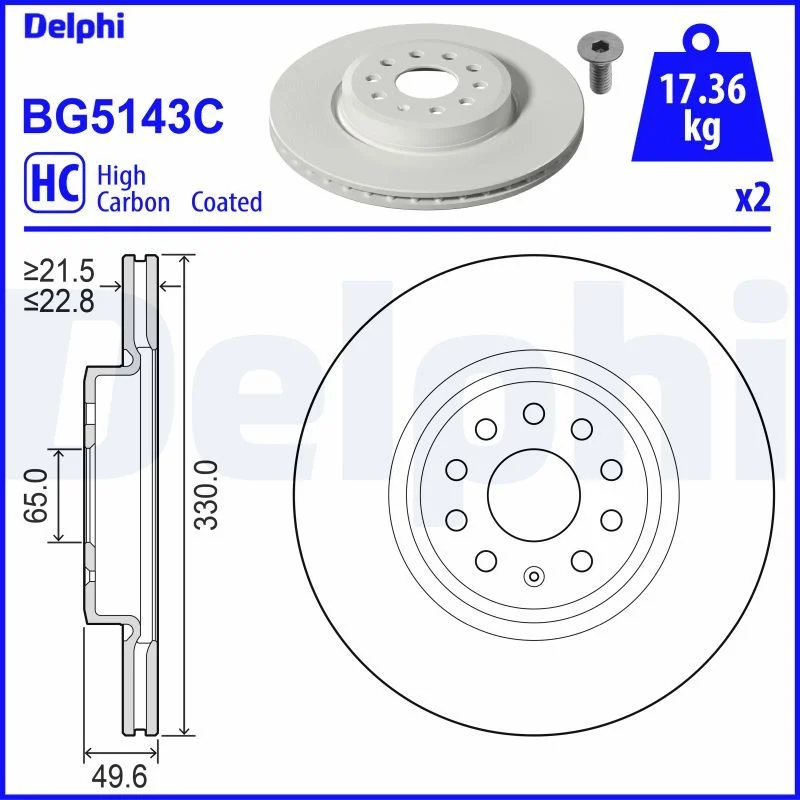 Brake Disc DELPHI BG5143C