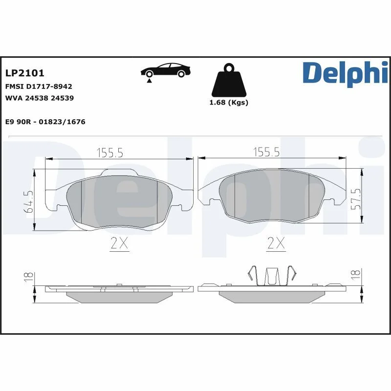 Komplet zavornih oblog, kolutna zavora DELPHI LP2101