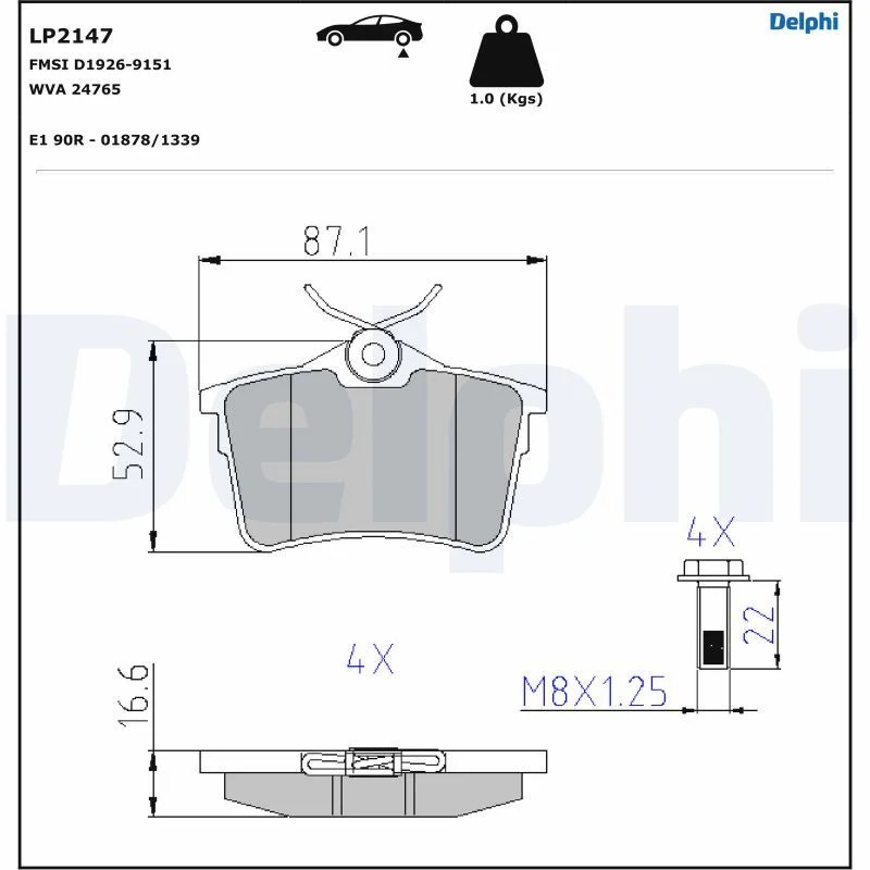 Komplet zavornih oblog, kolutna zavora DELPHI LP2147