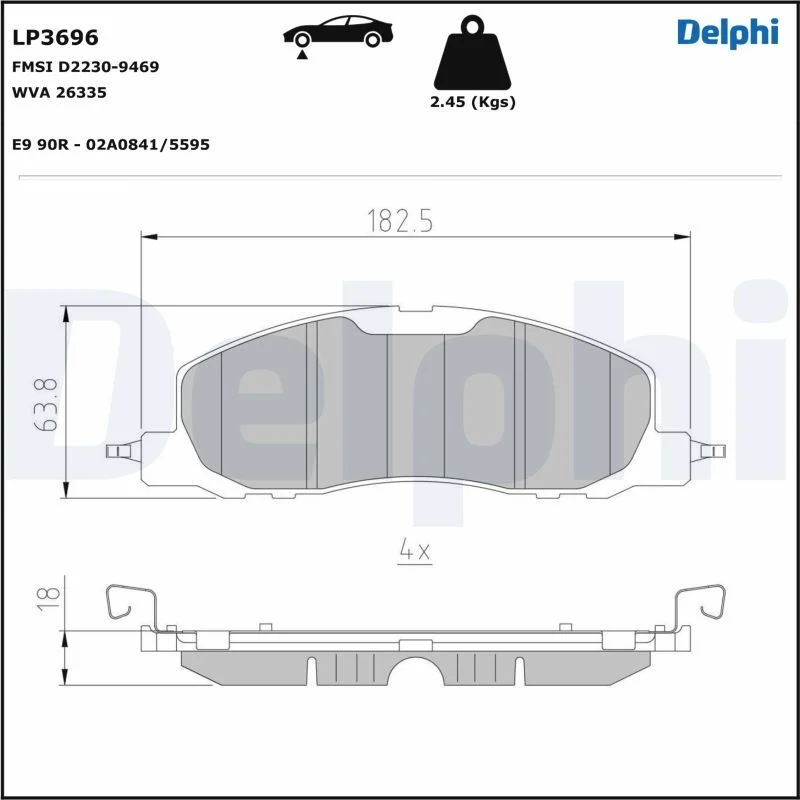 Komplet zavornih oblog, kolutna zavora DELPHI LP3696