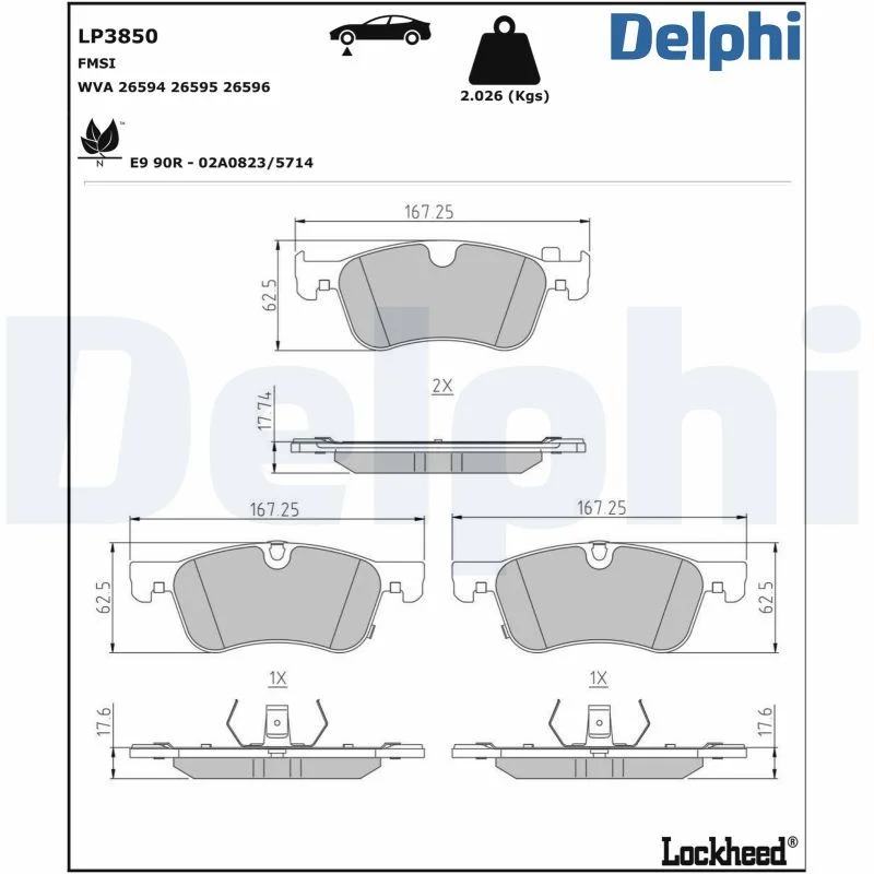 Komplet zavornih oblog, kolutna zavora DELPHI LP3850