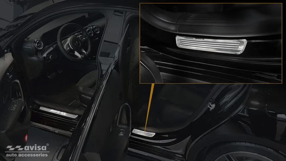 Rear Door Sills (2 Pcs) MERCEDES CLA II SHOOTING BRAKE (X118) 2019-2025 (silver mirror) AVISA 2/13012