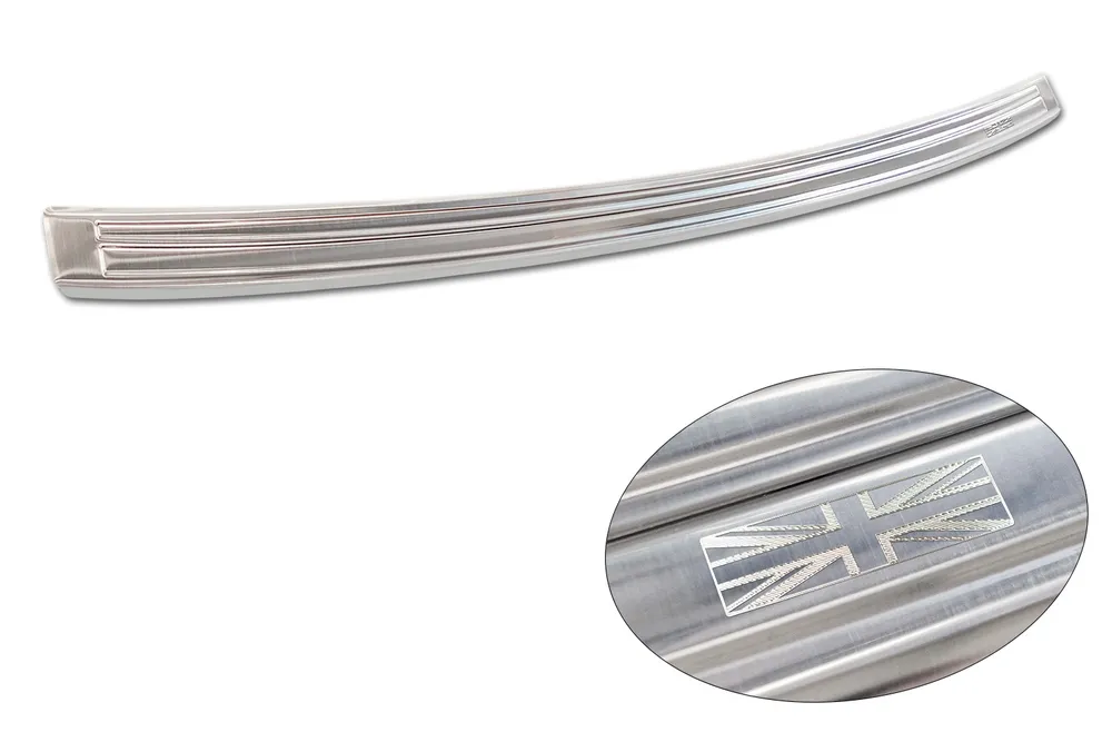 Rear bumper protector MG ZS FL.2019-2024 / MG ZS EV FL.2021-2024 (engrave British flag) (silver satine) AVISA 2/35573