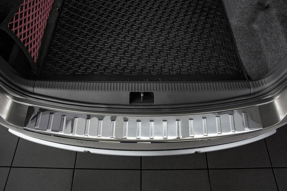 Rear bumper protector SKODA OCTAVIA III Scout / Active / Ambition/ Edition / Joy / Elegance/ Style/ RS 2014-2020 (silver satine) AVISA 2/35785
