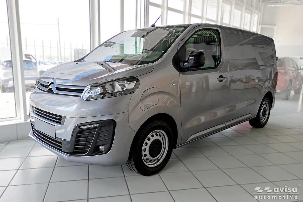 Rear bumper protector CITROEN JUMPY III 4D 2016-> (The rear bumper protector fits to the model version with a length of 4.98 m. / CITROEN SPACE TOURER 2016-> (The rear bumper protector fits to the model version with a length of 4.98 m. / OPEL VIVARO III 2019-> OPEL VIVARO E 2020-> (silver satine) AVISA 2/42203