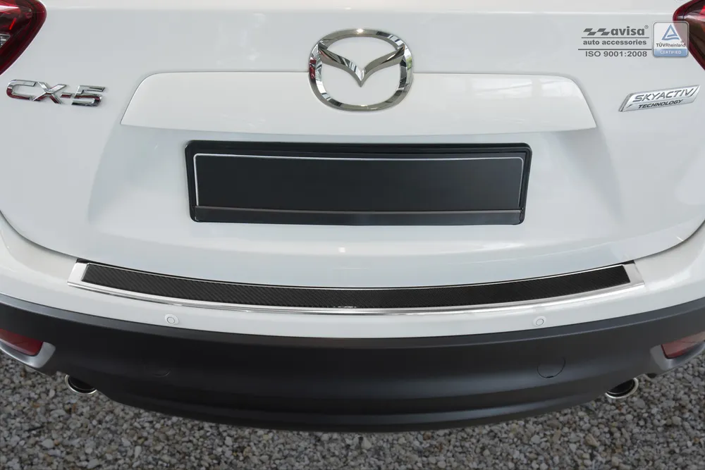 Rear bumper protector MAZDA CX-5 I 2012-2014, FL2014-2017 (mirror steel,black carbon fiber) AVISA 2/44008