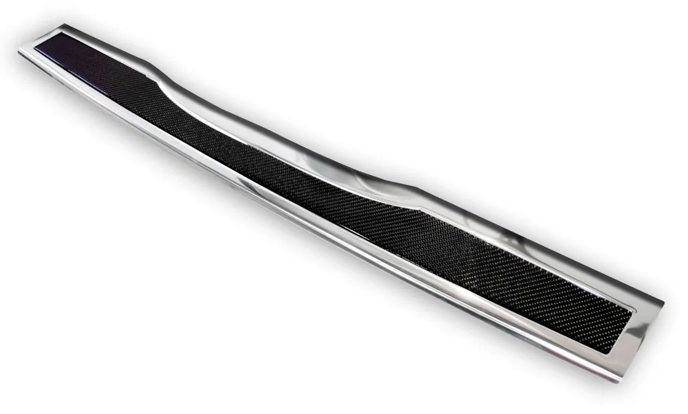 Rear bumper protector MERCEDES V Class W447 / VITO III / Marco Polo 2014-2019, FL2019-2024, FL 2024-> (the version with two rear doors and the version with trunk opening upwards) (mirror steel, black carbon fiber) AVISA 2/44016