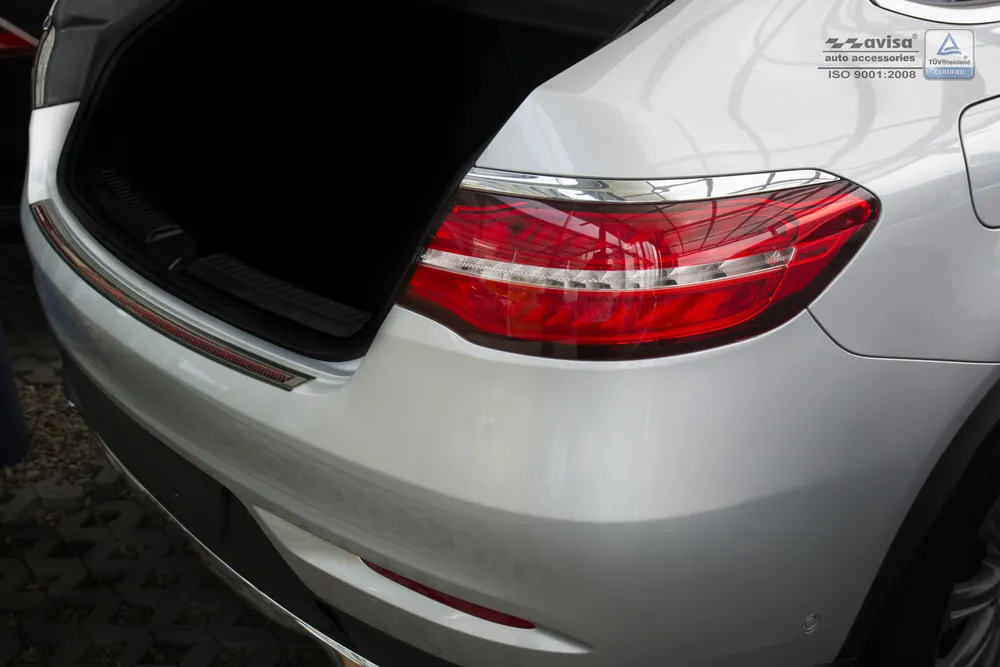 Rear bumper protector MERCEDES GLE Coupe C292 2015-2019 (black steel, red&black carbon fiber) AVISA 2/44021