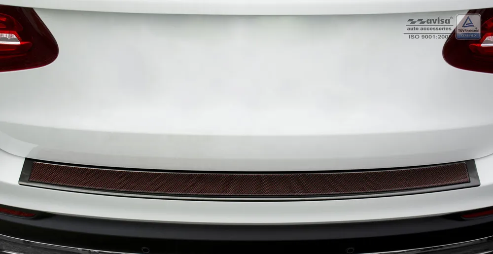 Rear bumper protector MERCEDES GLC (X253) 5D / Hybrid 2015-2019, FL2019-2022 (black steel, red&black carbon fiber) AVISA 2/44031