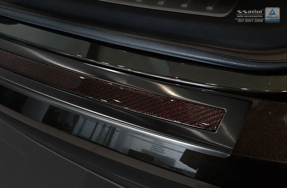 Galinio buferio apsauga BMW X6 II F16 2014-2020 (black steel, black -red carbon) AVISA 2/44054