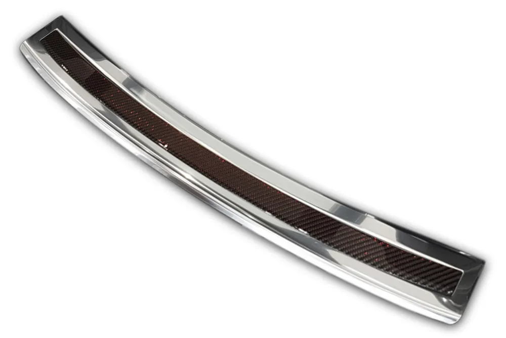 Galinio buferio apsauga BMW 5 F11 touring 2010-2013, FL 2013-2017 (mirror steel, red&black carbon fiber) AVISA 2/44060