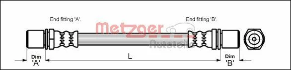 Brake Hose METZGER 4112214