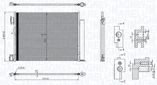 Kondenzator, klimatska naprava MAGNETI MARELLI 350203101500