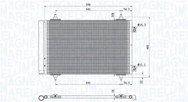 Condenser, air conditioning MAGNETI MARELLI 350203710000