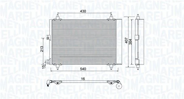 Condenser, air conditioning MAGNETI MARELLI 350203920000