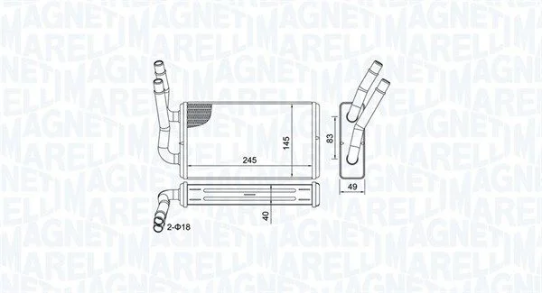 Izmenjevalnik toplote, notranje ogrevanje MAGNETI MARELLI 350218450000
