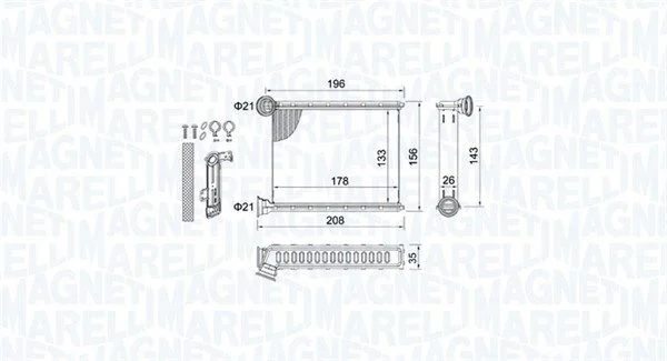 Izmenjevalnik toplote, notranje ogrevanje MAGNETI MARELLI 350218459000