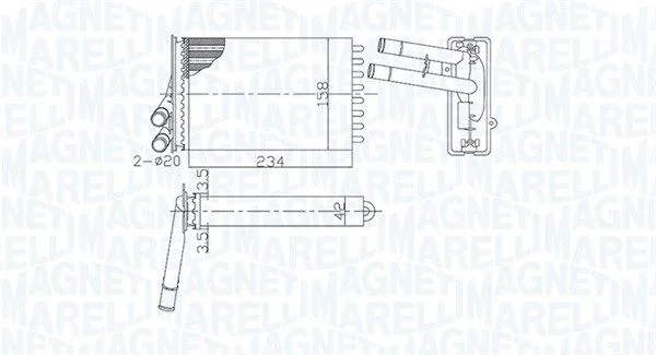 Izmenjevalnik toplote, notranje ogrevanje MAGNETI MARELLI 350218462000