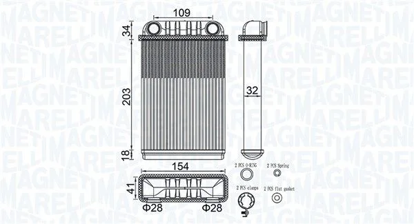 Izmenjevalnik toplote, notranje ogrevanje MAGNETI MARELLI 350218512000