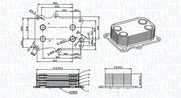 Oil Cooler, engine oil MAGNETI MARELLI 350300004300