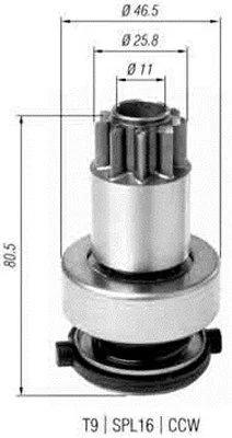 Pinion, starter MAGNETI MARELLI 940113020385